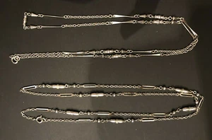 Vintage Lot of 2 Unique Silver Tone Chain Necklaces - Picture 1 of 9