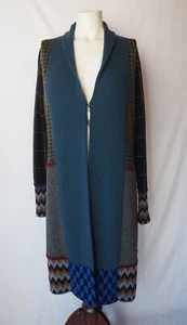 Per Se By Carlisle Merino Wool Long Cardigan Duster Vintage Geometric Motiv S - Bild 1 von 5