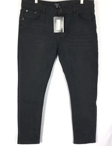 BoohooMan Herren Jeans Gr. 36R Schwarz Skinny Stretch Fashion Washed Button Fly - Bild 1 von 9