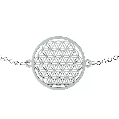 Damen Armkette Armband mit Anhänger Blume des Lebens Kettchen Edelstahl Silber - Bild 1 von 4