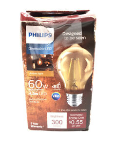 Philips 60w Equivalent A19 Edison LED Light Bulb Amber Light