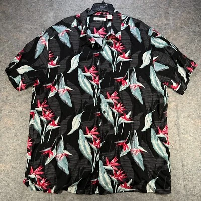 Cubavera 夏威夷衬衫男式 2XL 热带花卉阿罗哈粘胶度假装 — 第 1/4 张图片