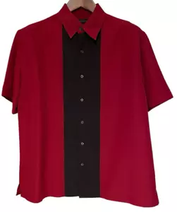 Retro Axist Atomic Hipster Lounge Camicia con bottoni Uomo Marrone e Nero Large - Foto 1 di 4