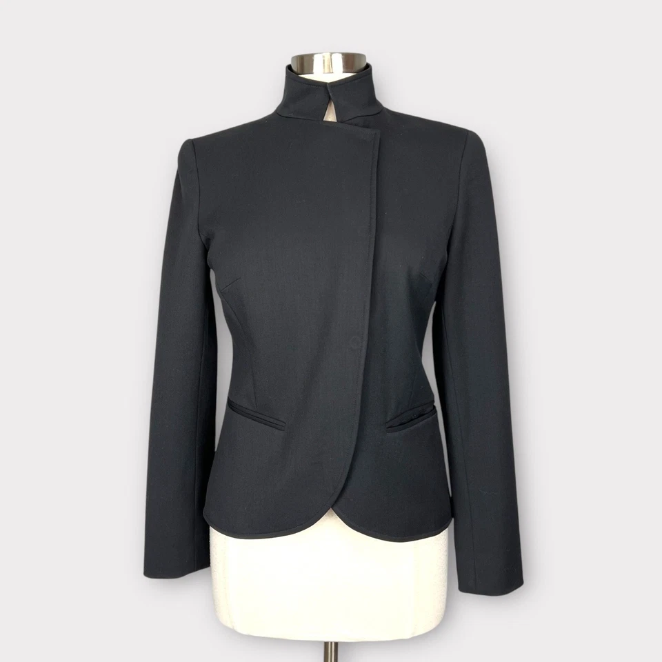 Lafayette 148 Womens Black Structured Blazer Jacket Snap Front Wool size 2 - Image 1 of 4