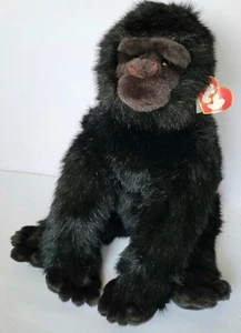 VINTAGE 1989 TY BIG GEORGE BLACK GORILLA APE LARGE STUFFED ANIMAL TAG - Picture 1 of 7
