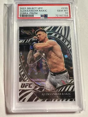 2021 Select UFC Prizms Zebra #226 Aleksandar Rakic PSA 10 POP 1 - Image 1 of 4