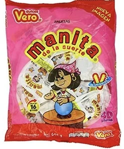 Vero Manita Paletas Sabor Fresa Caramelo Duro Mexicano LolliPops 40 piezas - Imagen 1 de 5
