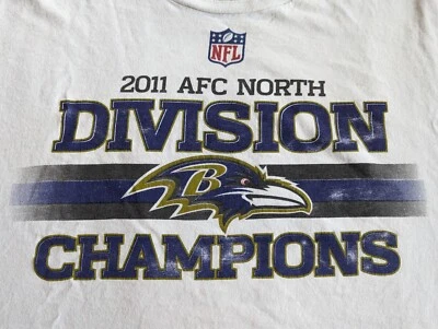 Camiseta de los equipos de la NFL Baltimore Ravens 2011 AFC División Norte Campeones Talla XL Blanca Foto 1 de 4