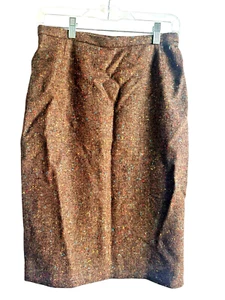 DOLCE & GABBANA Brown tweed 100% wool pencil skirt sz 42 tag made in Italy - Picture 1 of 19