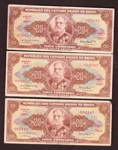Brasil 20 Cruzeiros 1962-63 P-178 en muy buen estado x 3 - Imagen 1 de 2