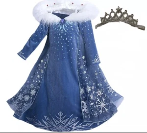 Carnival Costume Principessa Ghiaccio Elsa Frozen Vestito Bambina 150 (7-8 Anni) - Foto 1 di 6