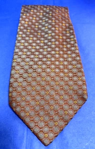 011- Lancel Krawatte Krawatte 100 % Seide braun/burgund/gelb bedruckt Made in France - Bild 1 von 10