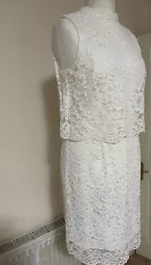 Womens Lace Dress for Special Occasions 2-Tier Ladies Bodycon Knee Length Ivory - Picture 1 of 11