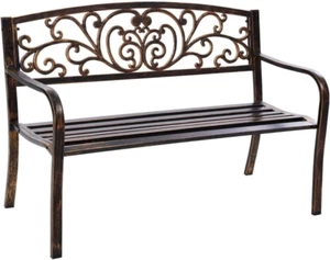 Gardeon Outdoor Garden Bench Seat Steel 3 Seater Outdoor Furniture Park Bronze - Picture 1 of 12