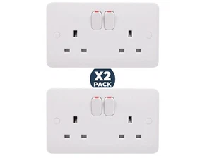 2 Stück Schneider Electric - Lisse weiß geformte, geschaltete Doppelsteckdose - Bild 1 von 7
