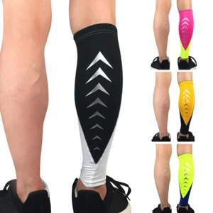 Men's Striped Leg Socks Sleeve Calf Support Fitness Cycling Sports Protection - Picture 1 of 12