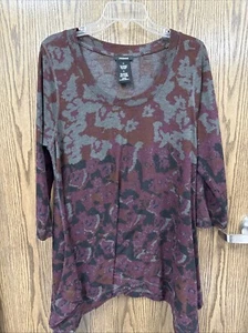 “Premise” Blouse/Sweater Size XL - High/Low Length Plum Black Gray - Picture 1 of 11