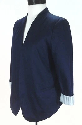 Chaqueta Blazer CYNTHIA STEFFE Azul Frente Abierto Moderna Líneas Limpias Para Mujer 10 $158 Foto 1 de 4