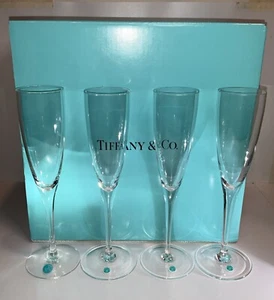Lot of 4 Tiffany Champagne Flutes 6 OZ New Old Stock / New With Box ! - Picture 1 of 9