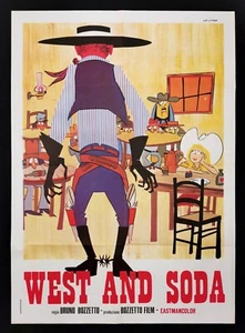 WEST AND SODA manifesto poster Bruno Bozzetto Western Animazione Cartoon E35 - Foto 1 di 1