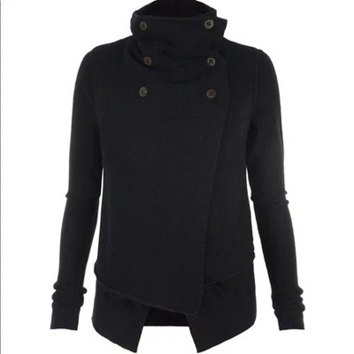 Cárdigan AllSaints Lo Jacque para mujer talla 6 negro mezcla de lana embudo asimétrico Foto 1 de 4