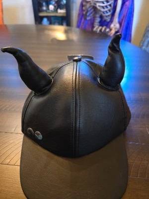 RARE NEW Disney Maleficent Sleeping Beauty Faux Leather Baseball Cap w Horns - Image 1 of 4