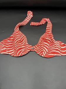 FREYA St.John Size 34 DD Red/White Bandless Halter Swim Bikini Top Wire Bra - Picture 1 of 15