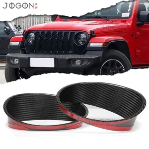 Carbon For Jeep Gladiator JT Mojave 2020-2025 Car Front Headlight Lamp Ring Trim - Picture 1 of 13