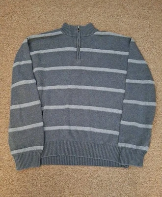 Vintage Pierre Cardin Tricot 1/4 Zip Pullover Mens Gray Striped Sweater XXL  - Image 1 of 3
