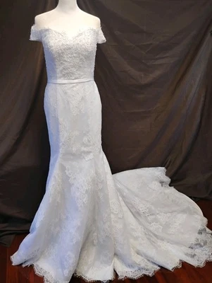 mermaid Trumpet Wedding Gown Dress Lace Off Shoulder Size Large Corset - Image 1 of 4