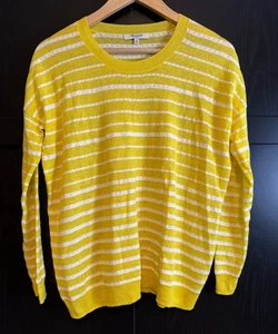Madewell Damen Pullover gelb weiß gestreift Rundhals Langarm XS kuschelig - Bild 1 von 6