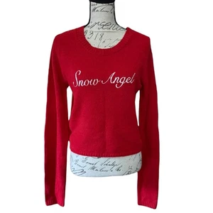 No Boundaries Red Snow Angel Stretch Pullover Sweater Size Large - Picture 1 of 4