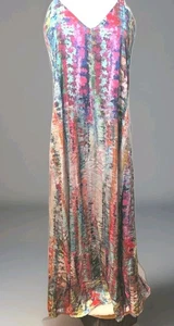 Nicole Miller Abstract  Watercolor Maxi Slip  Dress S Eclectic Art-core - Picture 1 of 9