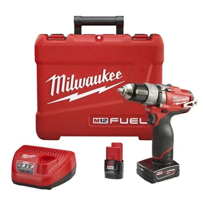Milwaukee M12 Fuel 12v  1/2" Drill Driver  -  2 Batteries, Charger & Molded Case Foto 1 de 4