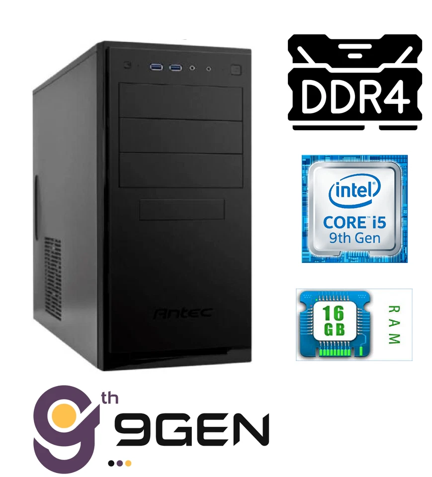 Extreme PC Computer Fisso Intel Gen 9th DDR4 16GB SSD 256GB HDD1TB Windows 10Pro - Immagine 1 di 1
