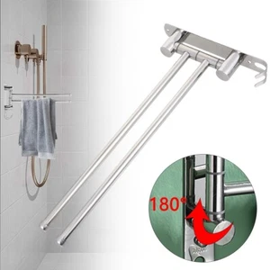 Edelstahl Handtuchhalter 2armig schwenkbar Wandmontage ohne Bohren fü Badezimmer - Bild 1 von 9