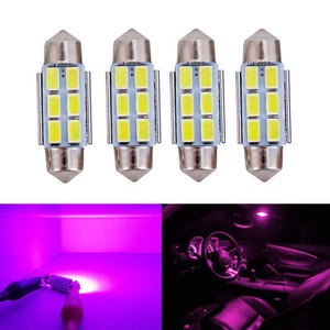 4x 3710 36mm Festoon LED Bulb Canbus 6W Bright SMD 5730 Interior Dome Light Pink - Foto 1 di 8