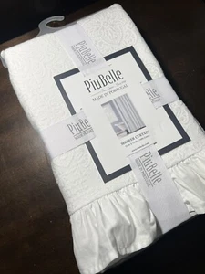 PIUBELLE WHITE Cotton Fabric Shower Curtain with 3” RUFFLE NEW!!! 72” GORGEOUS!! - Picture 1 of 8