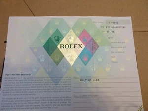 100% original Rolex 79160 Guarantee Paper serial silver - Picture 1 of 3