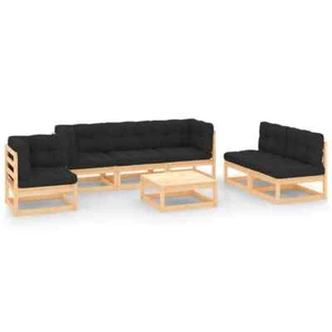 vidaXL 7 Piece Garden Lounge Set with Cushions Solid Pinewood - Picture 1 of 11