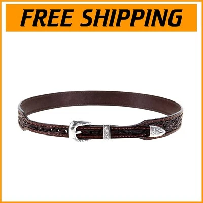 Banda de sombrero de vaquero de cuero marrón premium con concho plateado para hombre Foto 1 de 3