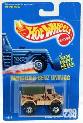 Hot Wheels Mercedes Benz Unimog - 4643 New NRFP 1991 Tan CTWH 1:64 - Image 1 of 4