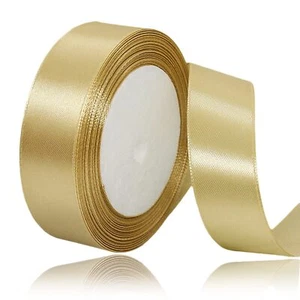 Gold Ribbon 1 Inch x 25 Yards Satin Fabric Silk Ribbon for Gift Wrapping Bows... - Picture 1 of 7