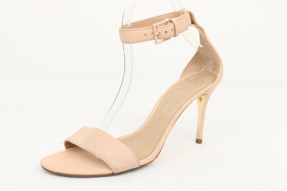 Sandalias de tacón alto con correa al tobillo de cuero rosa rubor Tory Burch para mujer talla 8 Foto 1 de 4