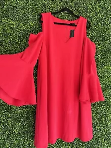 Women’s Lane Bryant Plus Size 20 Dress Pink Cold Shoulder Bell Sleeves NEW NWT - Picture 1 of 10
