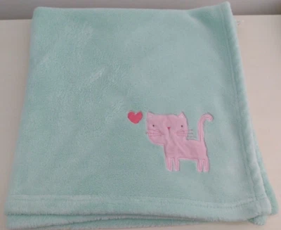 Circo Kitty 猫婴儿毯绿色粉红色浅羊毛安全可爱柔软 — 第 1/4 张图片