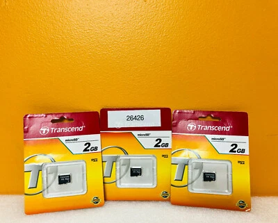 Transcend TS2GUSDC (Lot of 3) 2GB MIcro SD Cards. New! - Image 1 of 3