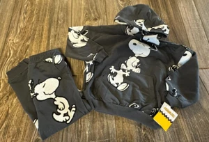 NWT Boys Snoopy Adorable Dark Gray Two-Piece Hoodie/Sweatpants Jogger Set Size 5 - Picture 1 of 6