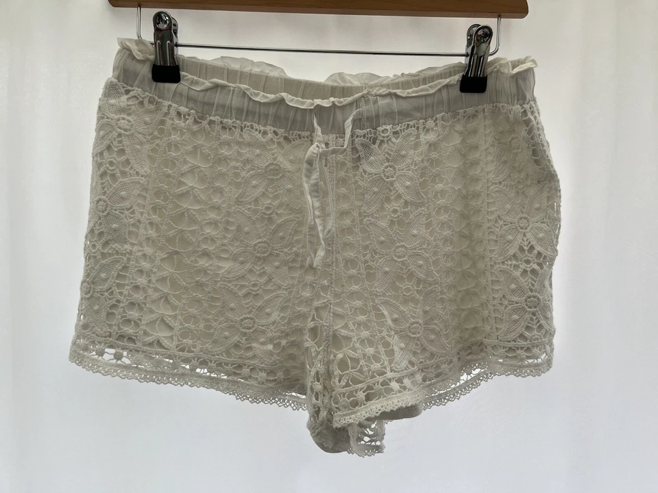Женские белые кружевные шорты с подкладкой Top Shop размер 10 - Изображение 1 из 4