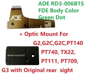 FDE! ADE RD3-006B1S GREEN Dot +Optic Mount Plate For Taurus PT111 G2,G2C,G3,tx22 - Picture 1 of 13